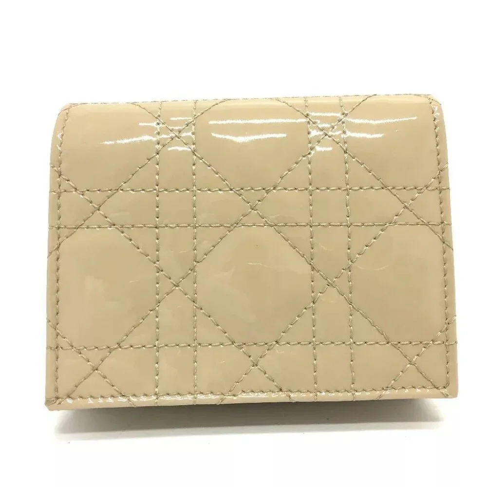 CHRISTIAN DIOR LADY DIOR Cannage Mini Wallet Compact Bifold Wallet Unused